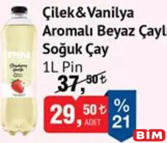 PİN ÇİLEK & VANİLYA AROMALI BEYAZ ÇAYLI SOĞUK ÇAY 1 L fiyat ve kampanya bilgisi